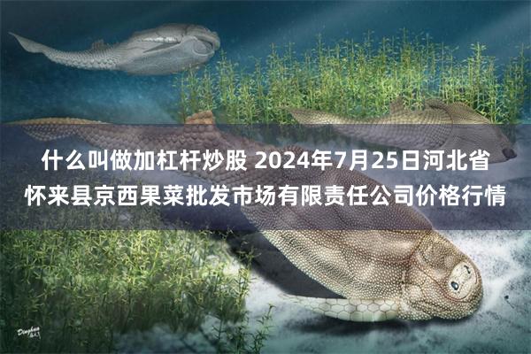 什么叫做加杠杆炒股 2024年7月25日河北省怀来县京西果菜批发市场有限责任公司价格行情