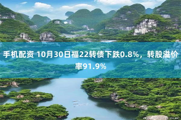 手机配资 10月30日福22转债下跌0.8%，转股溢价率91.9%