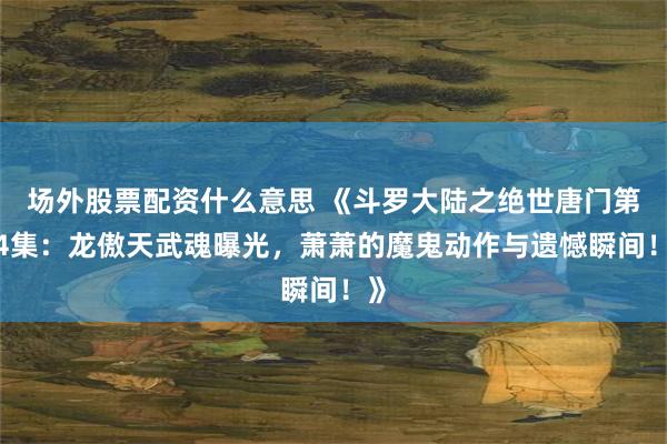 场外股票配资什么意思 《斗罗大陆之绝世唐门第84集：龙傲天武魂曝光，萧萧的魔鬼动作与遗憾瞬间！》